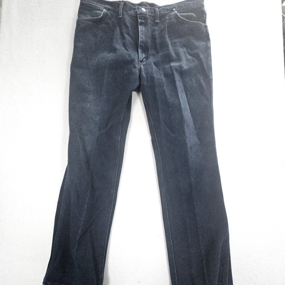 Vintage Wrangler Mens Straight Leg Jeans Blue Denim Made in USA 35x31 - Picture 5 of 9